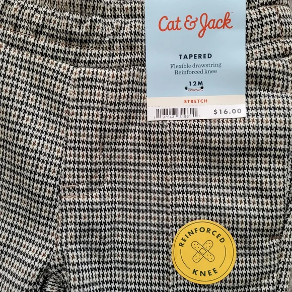 Bundle of 2 Size 7 & 12M Boys Pull On Pintuck Stretchy Pants Plaid - Cat & Jack - Picture 3 of 16